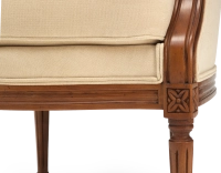 Fauteuil bergère style Louis XVI bois teinte ancienne et tissu crème Fauteuil bergère style Louis XVI bois teinte ancienne et tissu crème