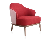 Fauteuil design tissu bordeaux et vieux rose