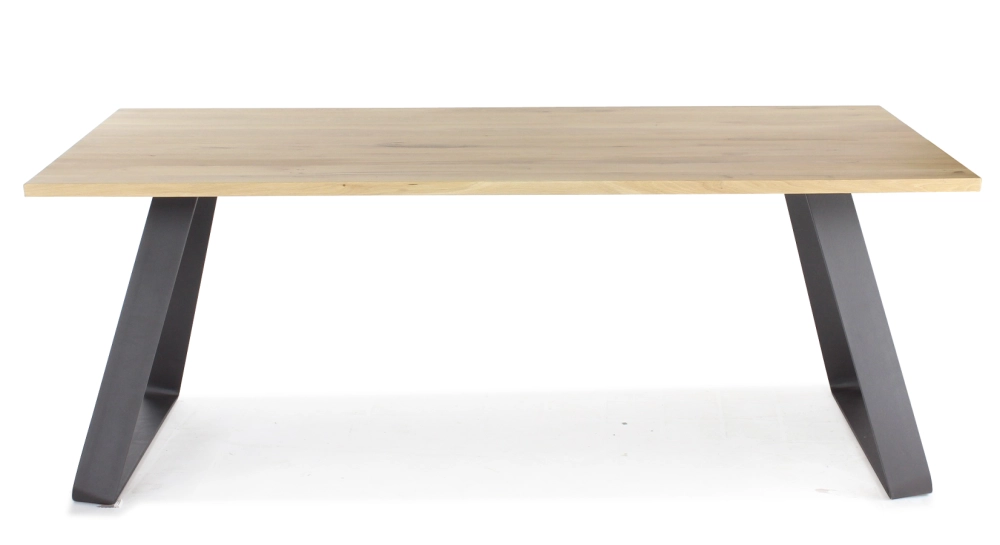 Table salle a manger 8 personnes en chêne massif et piètement métal 160x100 cm
