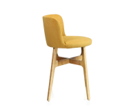 Tabouret de bar h60 cm bois teinte naturelle assise tissu jaune Tabouret de bar h60 cm bois teinte naturelle assise tissu jaune