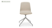 Office chair with 5 branches dossier bois teinte naturelle assise cuir gris clair