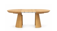 Table ronde extensible 4 à 8 personnes en chêne rustique avec plateau et allonges bois teinte naturelle 130x130 cm