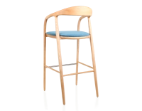 Bar stool h80 cm natural tint blue jean fabric seat natural wood stain and denim fabric Bar stool h80 cm natural tint blue jean fabric seat natural wood stain and denim fabric