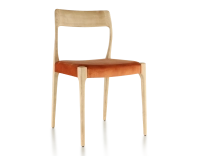 Scandinavian chair natural wood stain, terracotta velvet fabric seat Scandinavian chair natural wood stain, terracotta velvet fabric seat