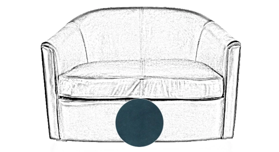 2 seater leather club sofa blue