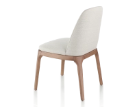 Chaise design bois teinte noyer et tissu beige naturel Chaise design bois teinte noyer et tissu beige naturel