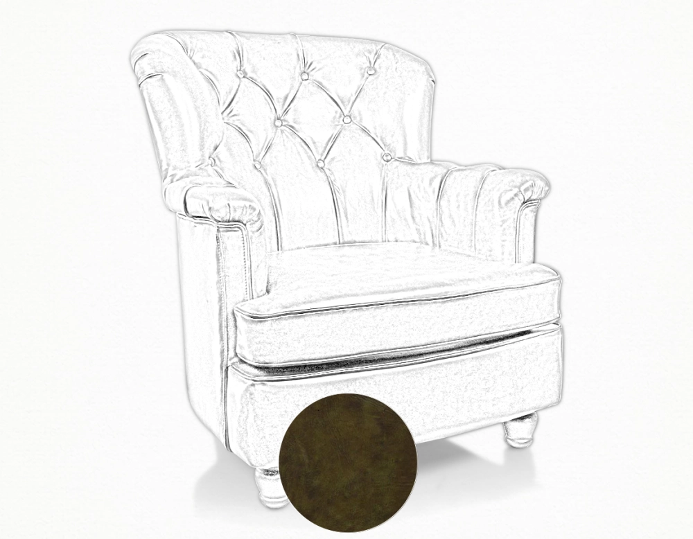 Fauteuil Chesterfield cuir vert olive moyen dossier Fauteuil Chesterfield cuir vert olive moyen dossier