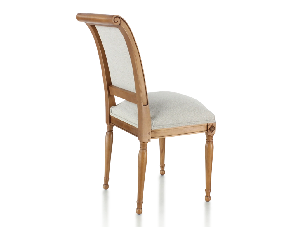 Chaise ancienne style directoire bois teinte ancienne et tissu beige naturel Chaise ancienne style directoire bois teinte ancienne et tissu beige naturel