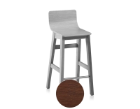 Oak bar stool H60 cm dark brown stained wood Oak bar stool H60 cm dark brown stained wood