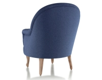 Fauteuil crapaud avec accoudoirs pieds bois teinte noyer et tissu bleu marine Fauteuil crapaud avec accoudoirs pieds bois teinte noyer et tissu bleu marine