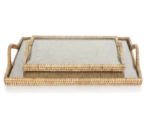 Plateau a fromage rectangulaire en rotin naturel grand modèle