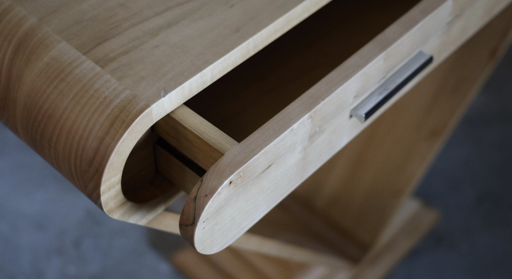 Consola art déco de dos cajones madera en tinte natural