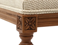 Tabouret ancien style Louis XVI bois teinte ancienne et tissu chiné beige Tabouret ancien style Louis XVI bois teinte ancienne et tissu chiné beige