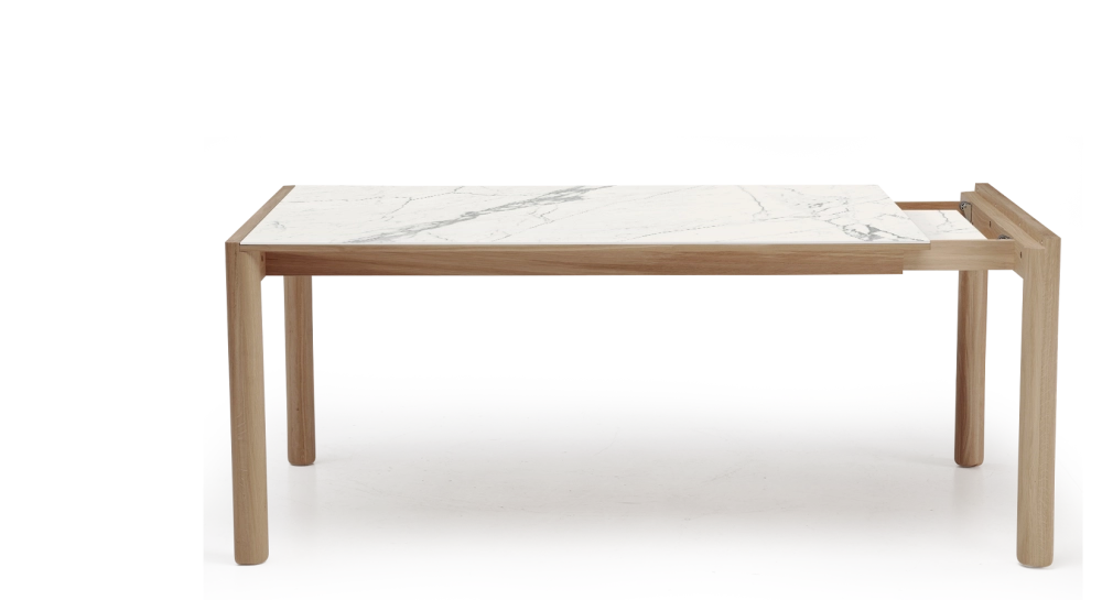 Table extensible 8 à 12 personnes en chêne et céramique allonges céramique bois teinte naturelle et céramique effet marbre blanc m1 160x100 cm Table extensible 8 à 12 personnes en chêne et céramique allonges céramique bois teinte naturelle et céramique effet marbre blanc m1 160x100 cm