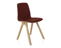 Chaise design en chêne tapissé bois teinte naturelle assise tissu bordeaux Chaise design en chêne tapissé bois teinte naturelle assise tissu bordeaux