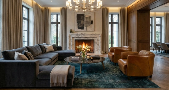 Table basse ronde F1 en chêne et céramique bois teinte naturelle plateau céramique effet marbre noir 120x120x30 cm