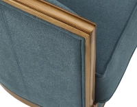 Fauteuil ancien accoudoirs moulurés bois teinte ancienne et tissu bleu océan