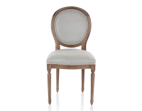 Chaise ancienne style Louis XVI bois teinte marron foncé et tissu gris clair