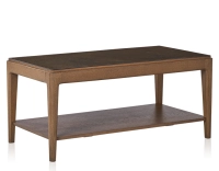 Table basse rectangulaire en chêne et céramique avec tablette en bois teinte noyer plateau céramique brun oxydé 100x50 cm Table basse rectangulaire en chêne et céramique avec tablette en bois teinte noyer plateau céramique brun oxydé 100x50 cm