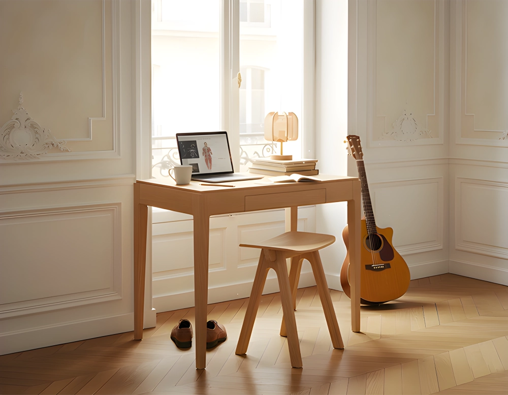Bureau design en chêne teinte naturelle L100 cm Bureau design en chêne teinte naturelle L100 cm