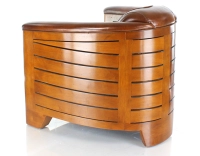 Fauteuil club bois et cuir marron vintage Fauteuil club bois et cuir marron vintage