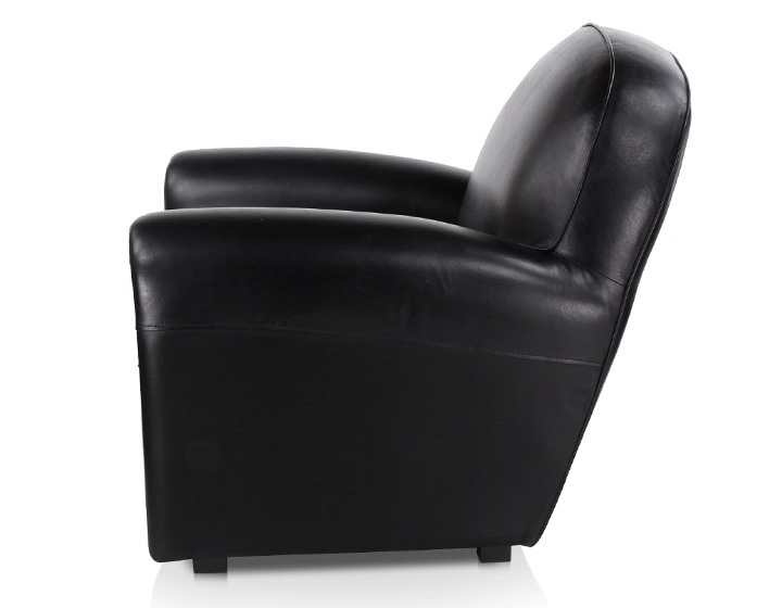 Fauteuil club cuir noir accoudoirs cloutés Fauteuil club cuir noir accoudoirs cloutés