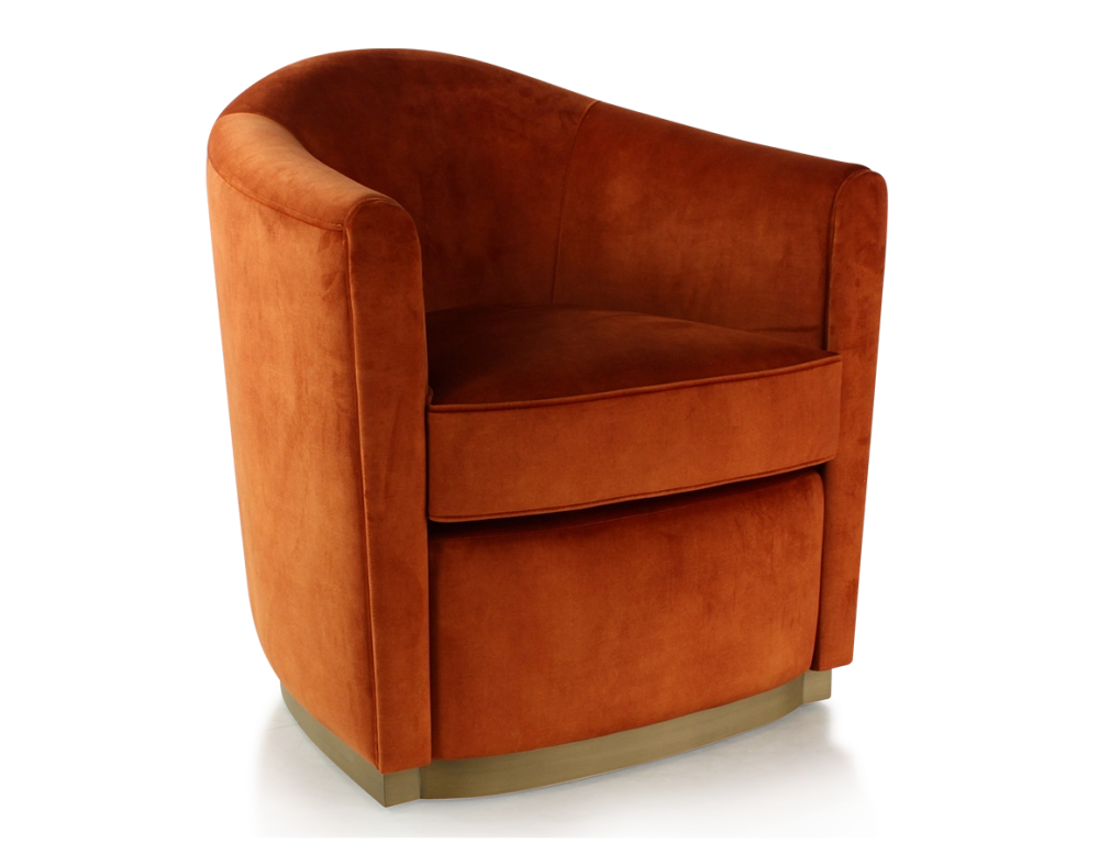 Fauteuil club tissu tissu velours terracotta socle bois effet laiton Fauteuil club tissu tissu velours terracotta socle bois effet laiton