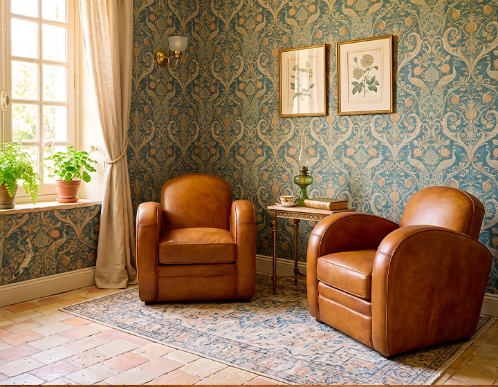 Fauteuil club cuir cognac