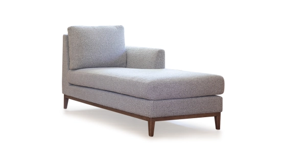 Méridienne droite tissu boucle taupe clair