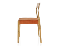 Scandinavian chair cherry-stained wood, terracotta velvet seat Scandinavian chair cherry-stained wood, terracotta velvet seat