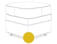 Leather pouffe yellow studded edge Leather pouffe yellow studded edge