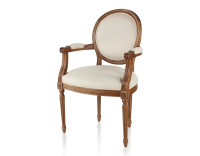 Chaise ancienne style Louis XVI avec accoudoirs bois teinte ancienne et tissu chevron beige Chaise ancienne style Louis XVI avec accoudoirs bois teinte ancienne et tissu chevron beige