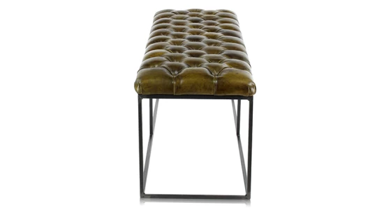 Banc Chesterfield cuir vert olive