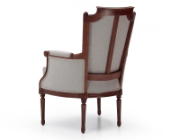 Louis XVI style bergère armchair wood antique stain and natural beige fabric Louis XVI style bergère armchair wood antique stain and natural beige fabric