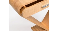 Console art déco double tiroirs bois teinte naturelle