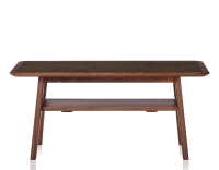 Table basse rectangulaire en noyer et céramique bois teinte naturelle plateau céramique brun oxydé 100x50 cm
