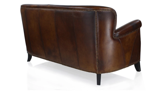 2 seater leather club sofa dark brown