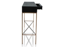 Console design frêne laqué noir et métal patine laiton 100 cm Console design frêne laqué noir et métal patine laiton 100 cm