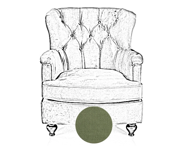 Fauteuil Chesterfield tissu vert moyen dossier Fauteuil Chesterfield tissu vert moyen dossier