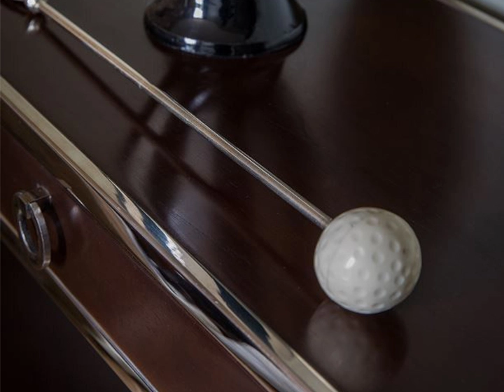 Console art déco double tiroirs bois teinte marron foncé Console art déco double tiroirs bois teinte marron foncé