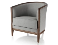 Fauteuil ancien bois teinte noyer et tissu gris clair Fauteuil ancien bois teinte noyer et tissu gris clair