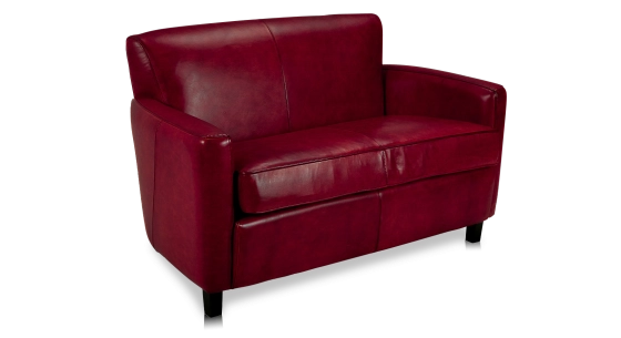 Canapé club cuir 2 places rouge carmin