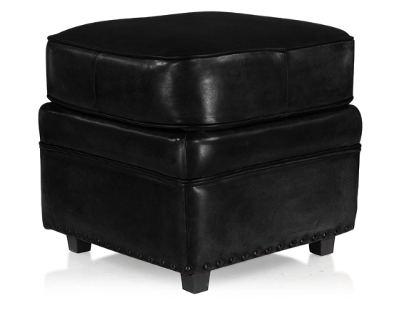 Pouf cuir noir bord clouté