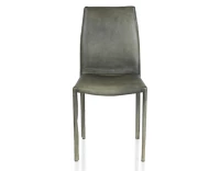 Chaise vintage cuir vert de gris