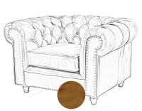 Fauteuil Chesterfield cuir cognac accoudoirs cloutés Fauteuil Chesterfield cuir cognac accoudoirs cloutés