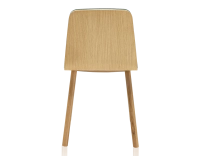 Chaise design en chêne tapissé bois teinte naturelle assise tissu bleu océan Chaise design en chêne tapissé bois teinte naturelle assise tissu bleu océan