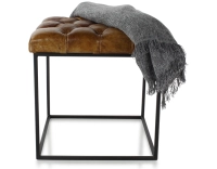Pouf Chesterfield cuir marron clair Pouf Chesterfield cuir marron clair
