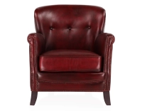Fauteuil club cuir rouge carmin accoudoirs cloutés Fauteuil club cuir rouge carmin accoudoirs cloutés