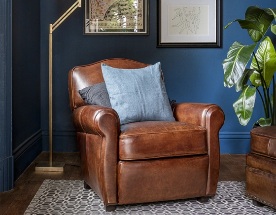 Fauteuil club cuir marron vintage