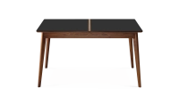 Table extensible 6 à 12 personnes en noyer et céramique allonges bois avec bois teinte naturelle et plateau céramique noir unie 140x100 cm Table extensible 6 à 12 personnes en noyer et céramique allonges bois avec bois teinte naturelle et plateau céramique noir unie 140x100 cm
